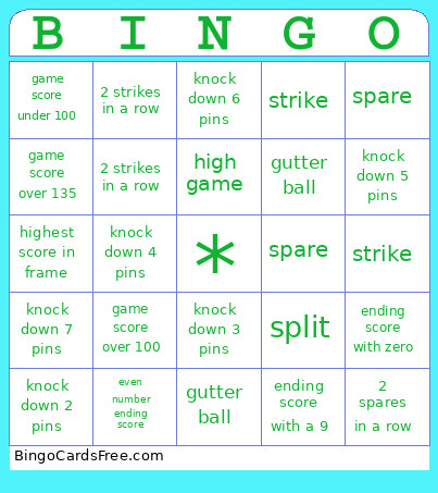 Bowling Bingo Card 2