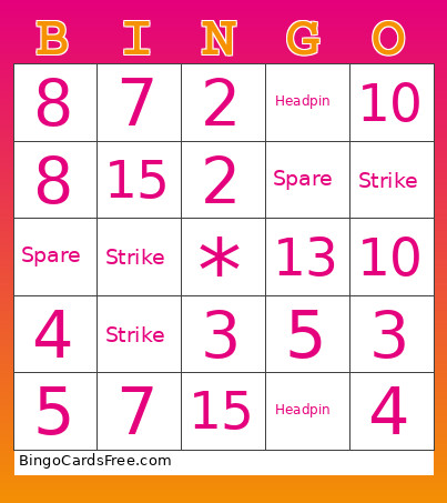 Bowling Bingo Card