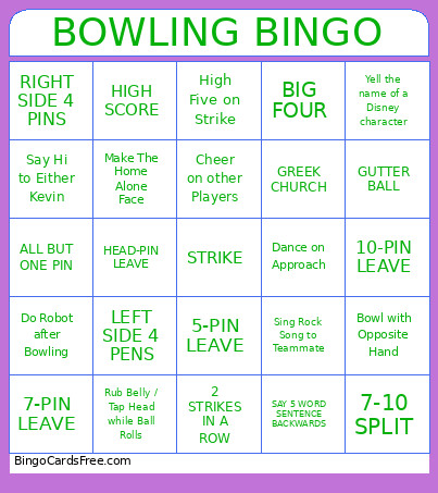 BOWLING Bingo Card