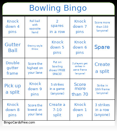 Bowling With IPSC Bingo Card