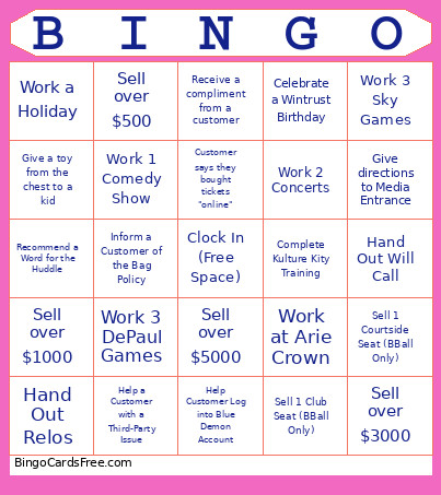 Box Office Bingo Card