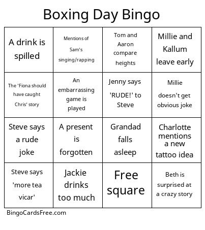 Boxing Day Bingo