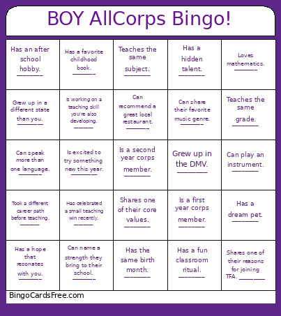 BOY AllCorps ! Bingo Card