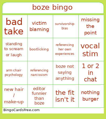 Boze Bingo Card