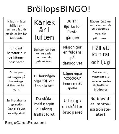 BröllopsBINGO!