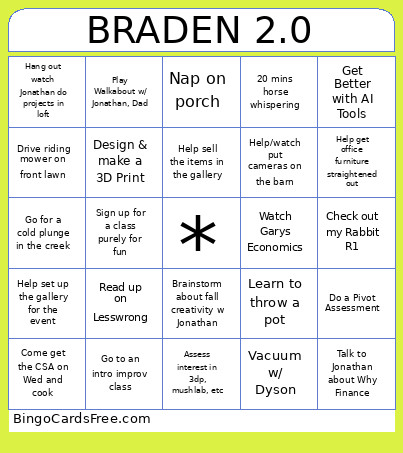BRADEN 2.0 Bingo Card