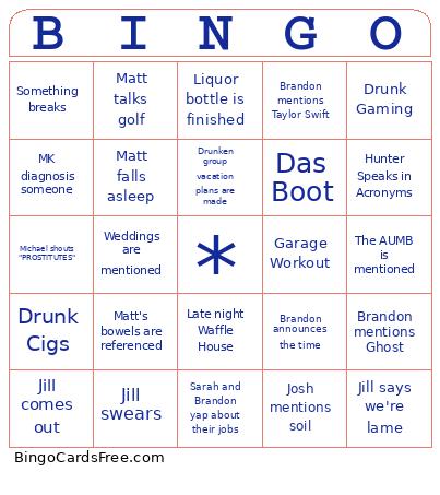 Brandon Birthday Bingo Card
