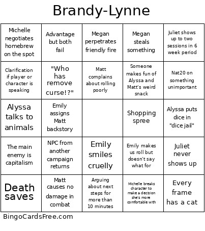Brandy-Lynne Bingo Card