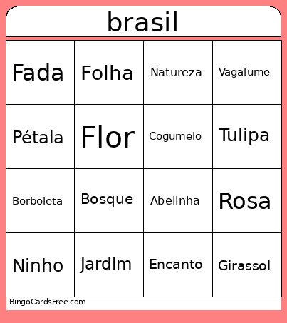 Brasil Bingo Card