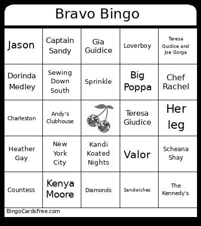Bravo Bingo Card