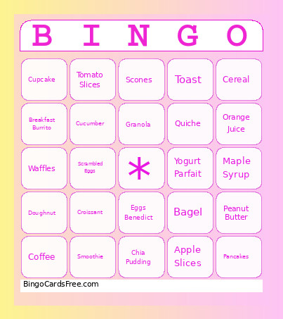 Breakfast Bingo Card