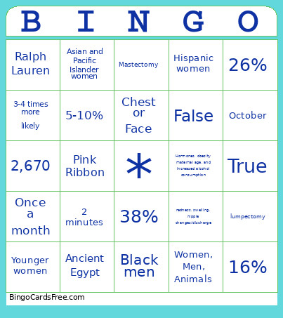 Breast Cancer Bingo Card