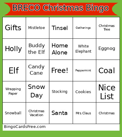 BRECO Christmas Bingo Card 2
