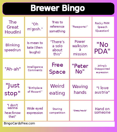 Brewer Bingo Card