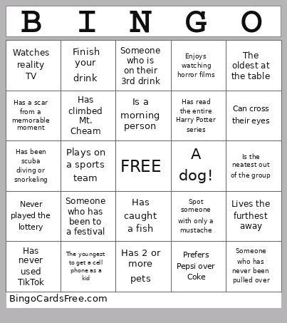 Brewery Bingo Card