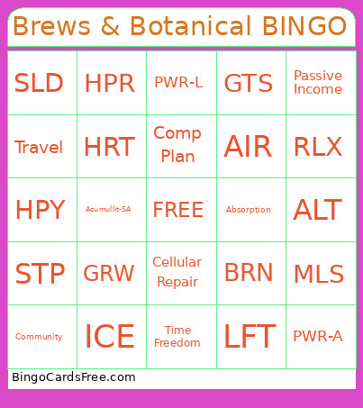 Brews & Botanical Bingo Card