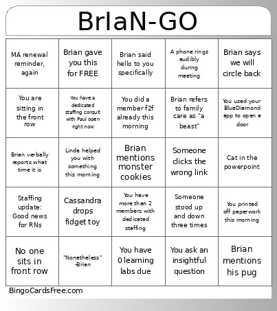 Brian Go Bingo Card