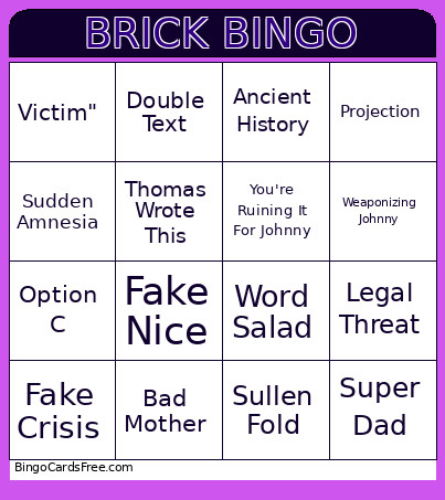 Brick Bingo Card