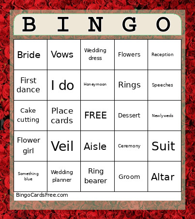 Bridal Bingo Card