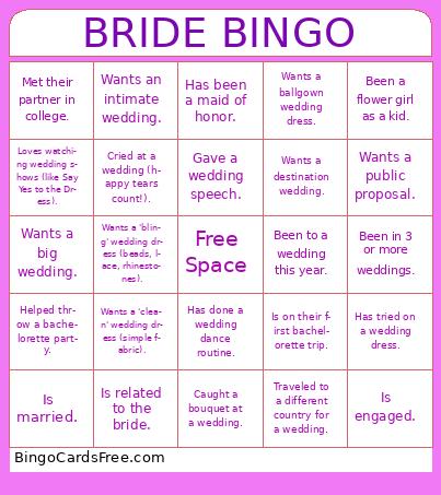 bridal bingo