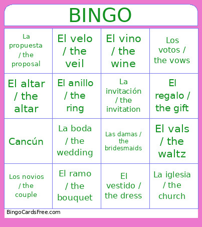Bridal Loteria Bingo Card
