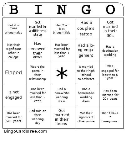 Bridal Shower Bingo Cards Free Pdf Printable Game, Title: BINGO