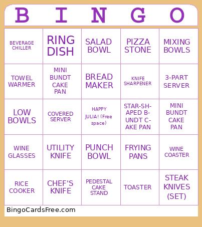 Bridal Shower Bingo