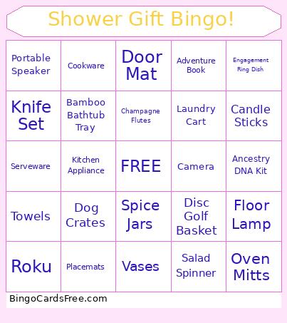 Bridal Shower based on Amazon Registry Bingo