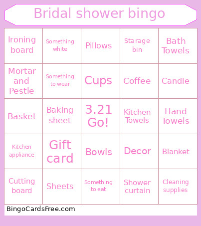 Bridal Shower Bingo Card