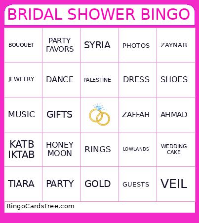 BRIDAL SHOWER BINGO