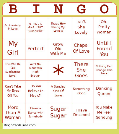 Bridal Shower Bingo Card