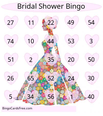Bridal Shower Number Bingo Cards Free Pdf Printable Game, Title: Bridal Shower Bingo