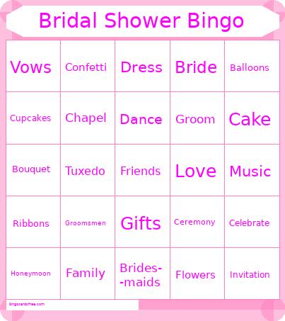 Bridal Shower Word Bingo