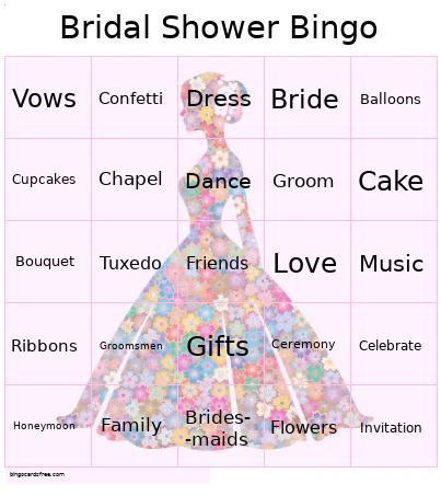 Bridal Shower Word Bingo Background