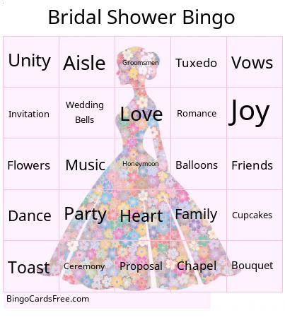 Bridal Shower Word Bingo Background Cards Free Pdf Printable Game, Title: Bridal Shower Bingo