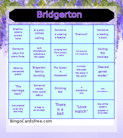 Bridgerton Bingo Card