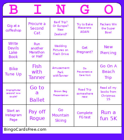 Bridget's 2026 Bingo Card