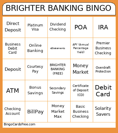 Brighter Banking 2 Bingo Card