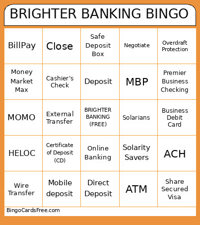Brighter Banking 3 Bingo Card