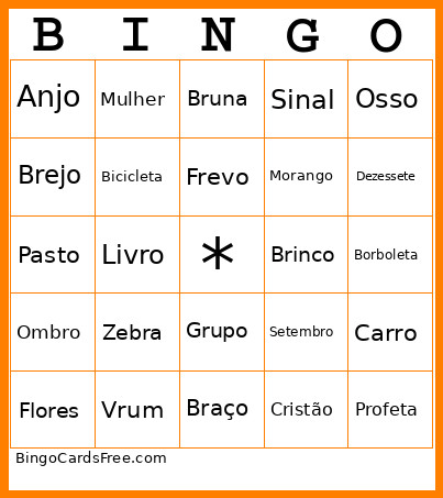 Brinco De Palavras Complexas Bingo Card