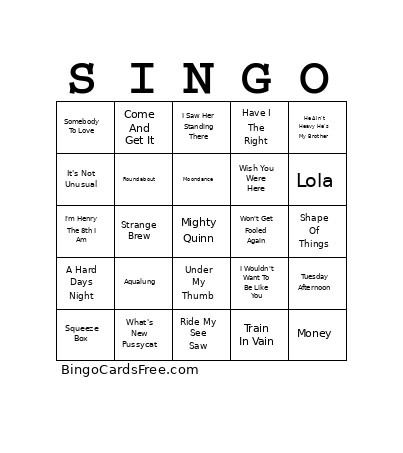 British Invasion V01 Bingo Card