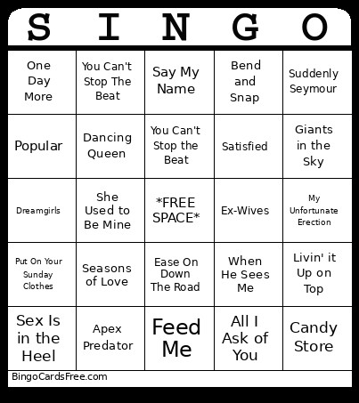 Broadway #2 Bingo Card