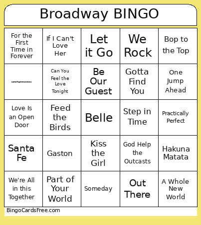 Broadway Bingo Card