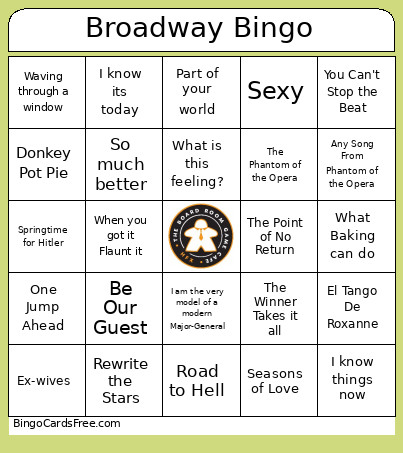 Broadway Bingo Card