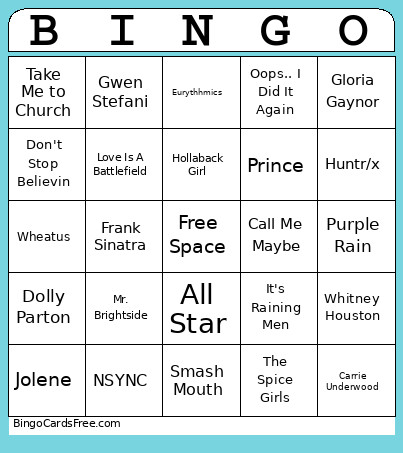Broadway Musical Bingo Card