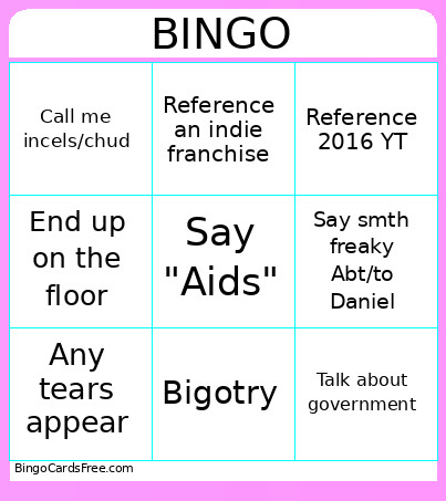 Brogan Bingo Card
