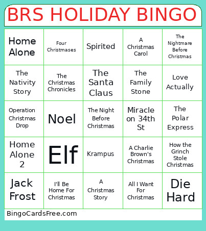 BRS HOLIDAY Bingo Card
