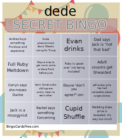 BRUCE BIRTHDAY Bingo Card