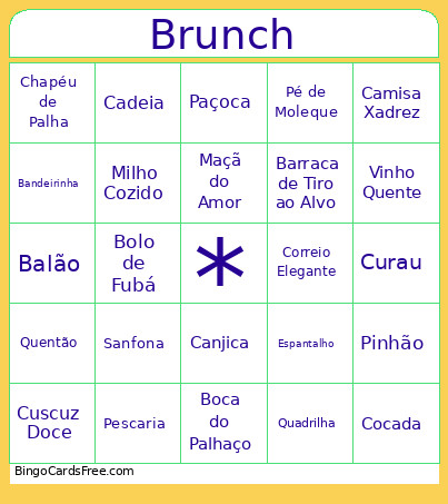 Brunch Bingo Card