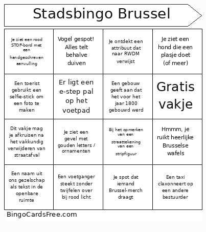 Brusselse Stads Bingo Card
